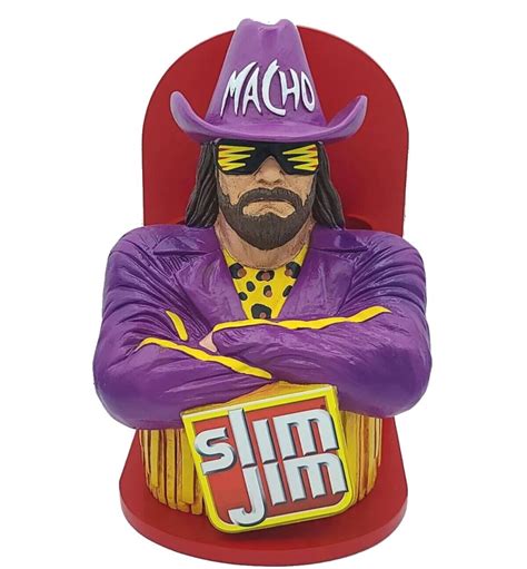 Over the years, several WWE Superstars have been featured in ads for Slim Jim, the most famous being Randy Savage. . Macho man slim jim holder